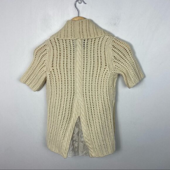 Anthropologie Cashmere Lambswool Short Sleeve Chunky Knit Cardigan Size Small S - Picture 14 of 14